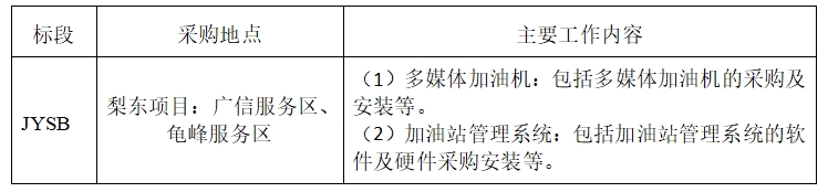 沪昆高速梨园（赣浙界）至东乡段改扩建工程项目 服务区加油站加油机设备采购（第一批）招标公告